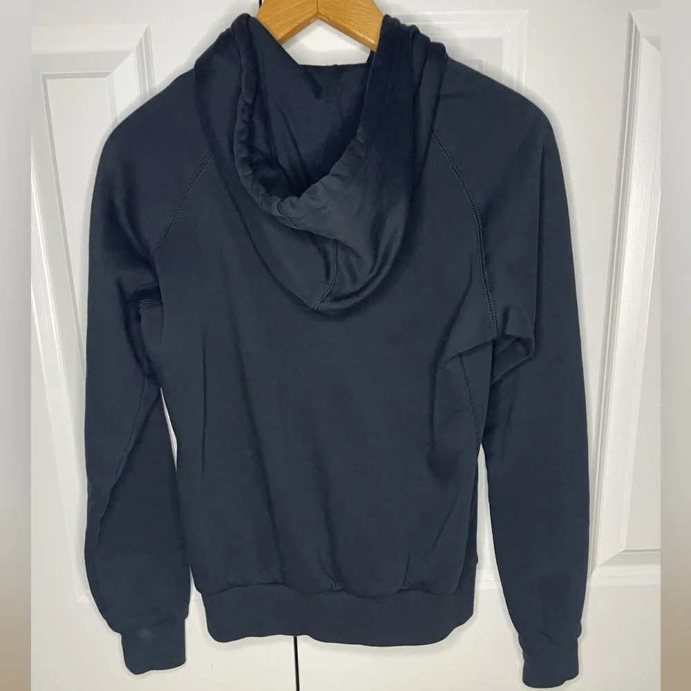Nike Full Zip, 2 Pocket, Black Hoodie with white logo- Kids Medium